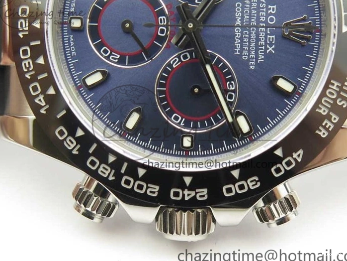 MiroTime 0119 Daytona 116519 Noob 1:1 Best Edition 904L SS Case Blue Dial on Black Rubber Strap SA4130 (Free Extra Strap) Compact 3290